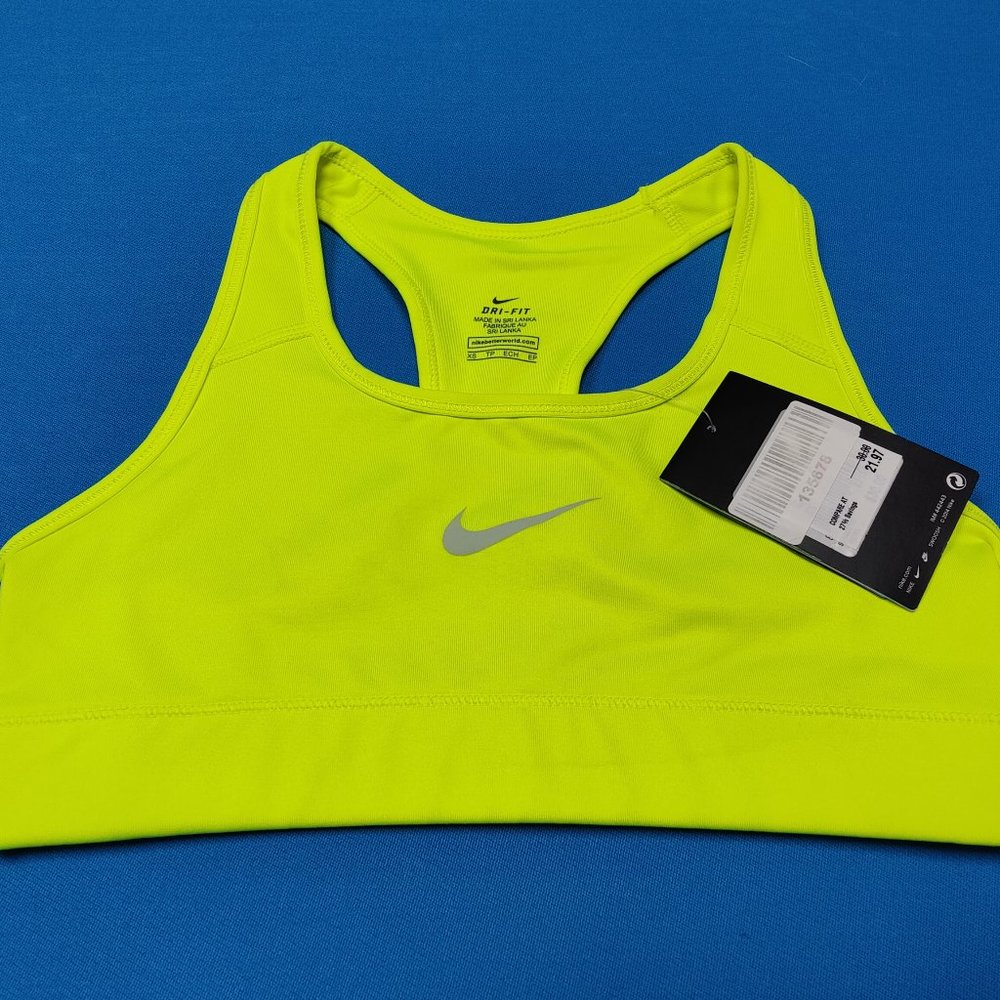 Nike Dri Fit Sports Bra Neon Yellow XS NWT